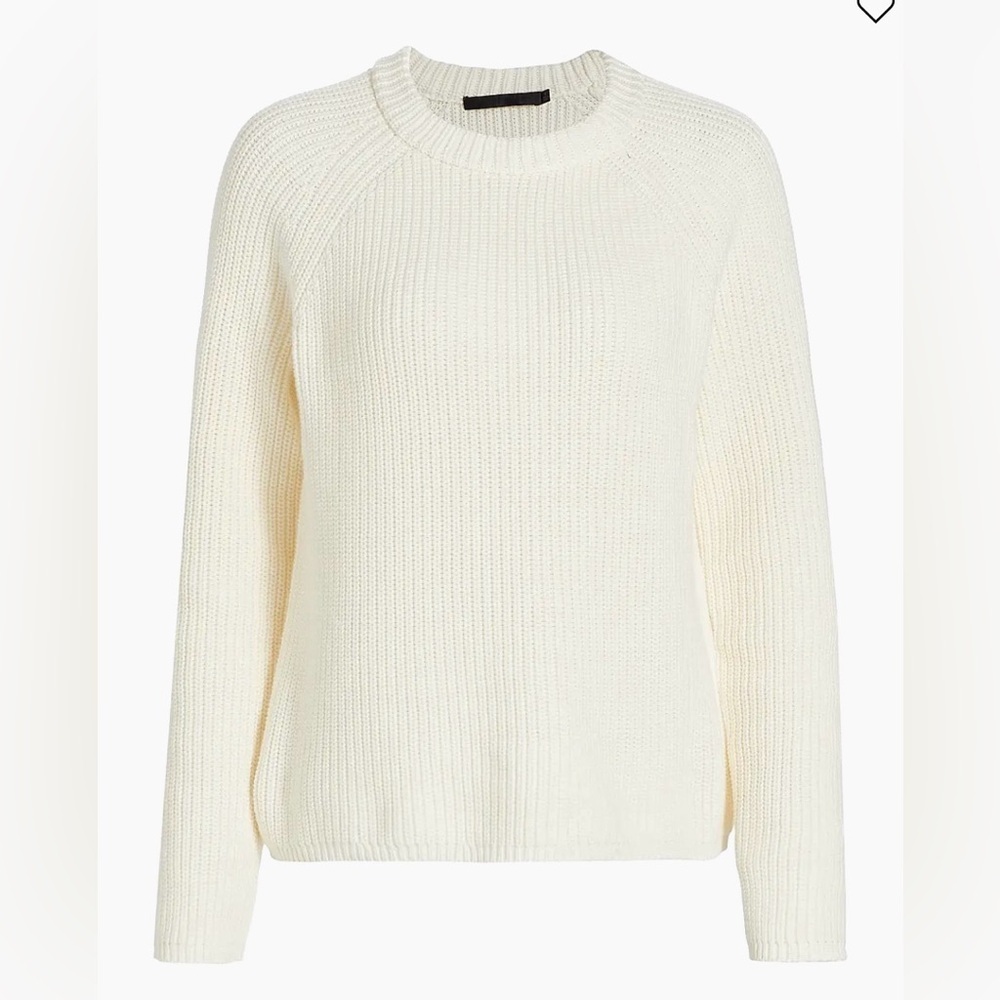 Jenni Kayne Fisherman Crewneck Cotton Sweater Ivory Size Large - Picture 4 of 11